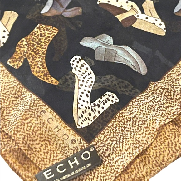 Echo Silk Leopard print shoes boots print scarf - Picture 3 of 12